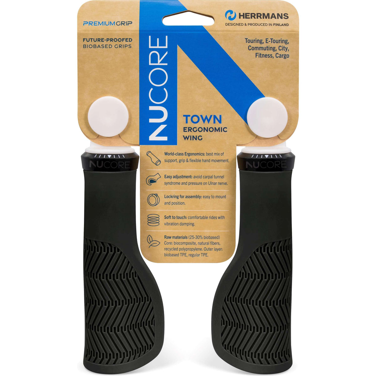 Herrmans jeu de poignées nucore town wave 130 130mm noir