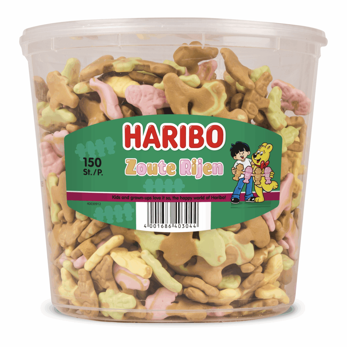 Rangées de sel Haribo - bonbons au sel ammoniac au goût de fruits - silo 150 pièces