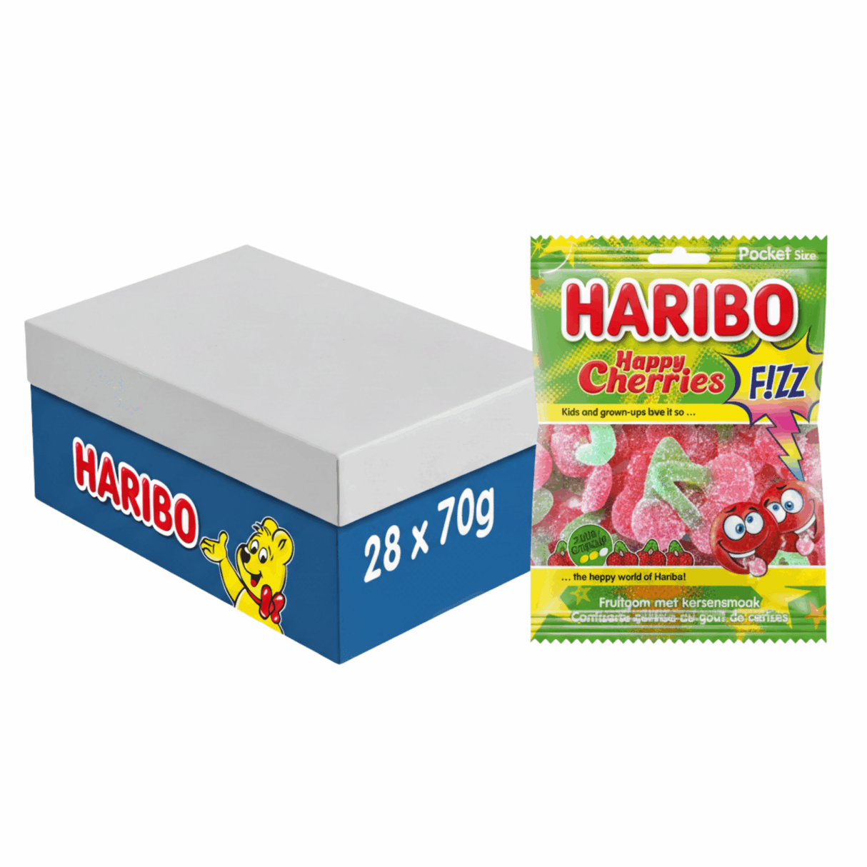 Haribo cerises heureuses f!zz sachet (28x 70gr)