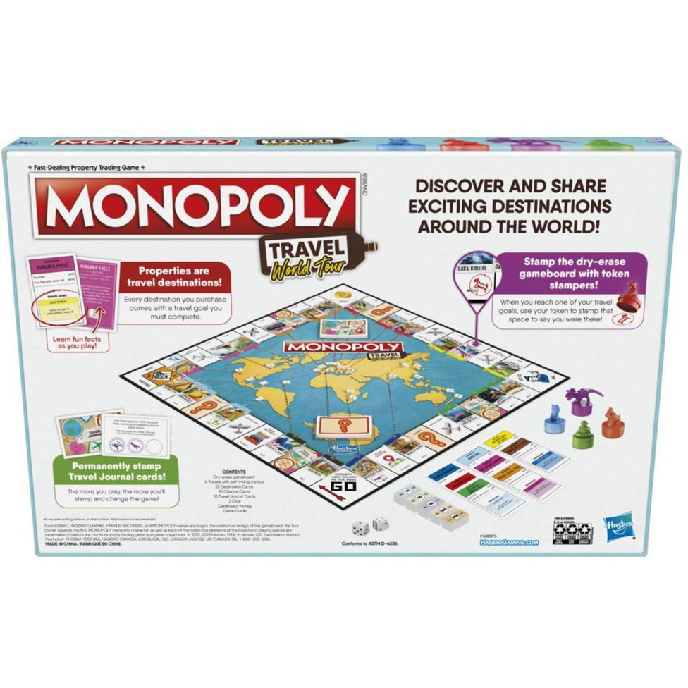 Jeu de conseil d'administration de Hasbro Monopoly World Trip