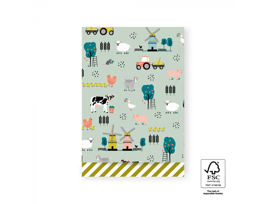House of products sacs cadeaux - ferme - rayures vertes - 17x25cm - 200 pcs