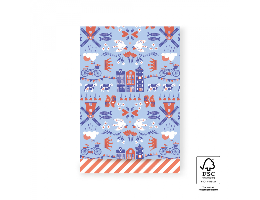 House of products sacs cadeaux - hollande - rayures orange - 17x25cm - 200 pcs