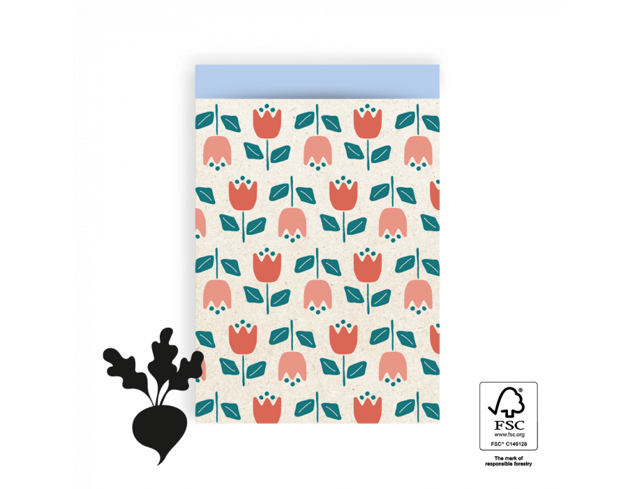 House of products sacs cadeaux - tulipes - bleu ciel - 17x25cm - 200 pcs