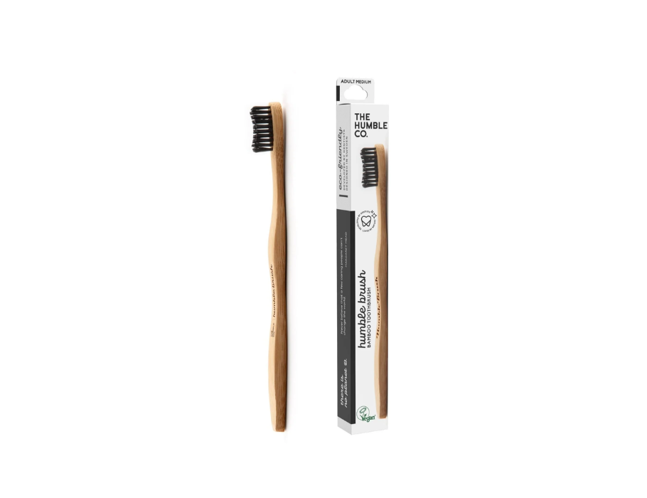 La humble co. brosse à dents en bambou - moyenne - noire