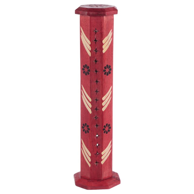 Porte encens floral tour en bois de manguier