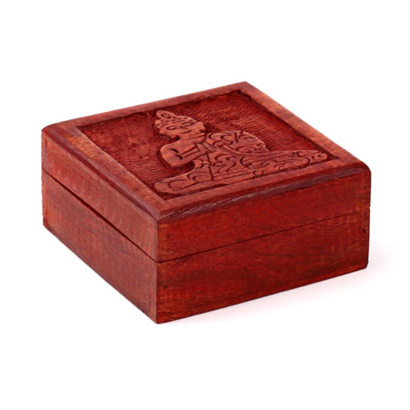 Boîte de rangement Bouddha thaï découpée en mangue