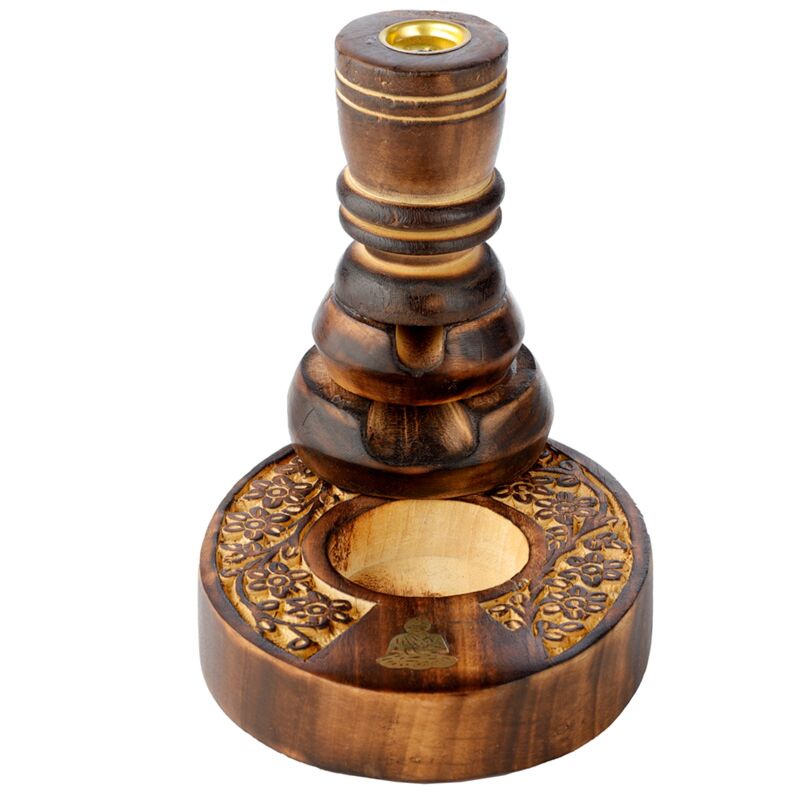 Porte-encens à reflux en bois de manguier de jardin fleuri