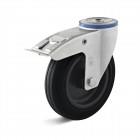 Roulette pivotante Torwegge avec frein en caoutchouc ø80 fixation par boulon en plastique