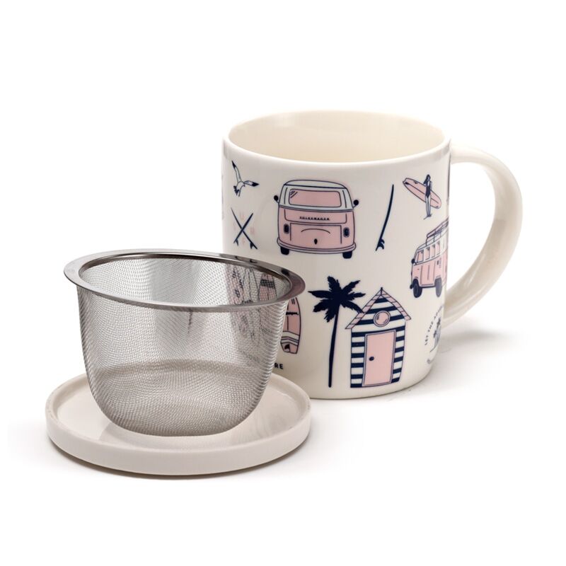 Vw t1 volkswagen van explorer - tasse en porcelaine avec couvercle infuseur à thé