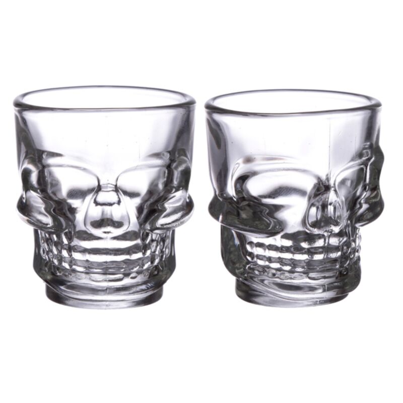 2 verres à shot en verre (60ml) - crâne