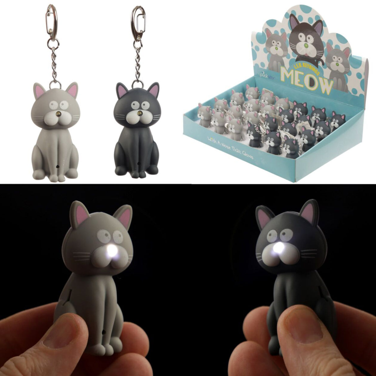 Porte-clés miaou sonore de lumière de chat