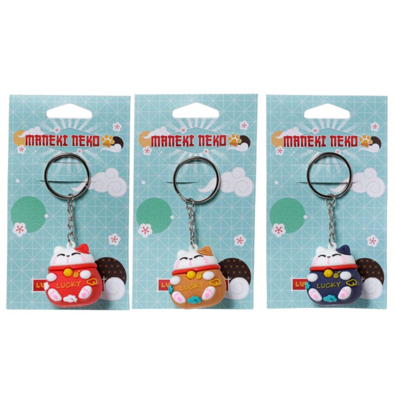 Porte-clés pvc 3d chat porte-bonheur Maneki neko