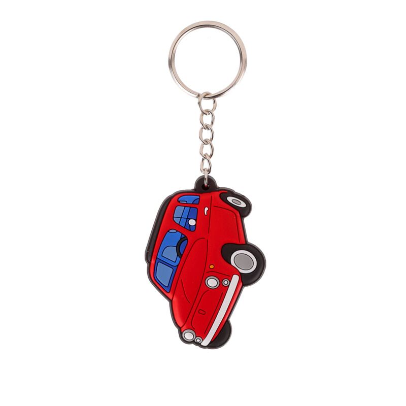 Porte-clés en PVC rouge Fiat 500