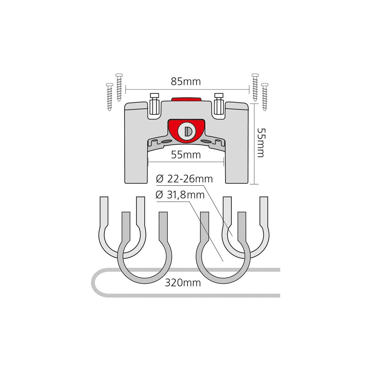Adaptateur de guidon Rixen Kaul Klickfix universel avec serrure
