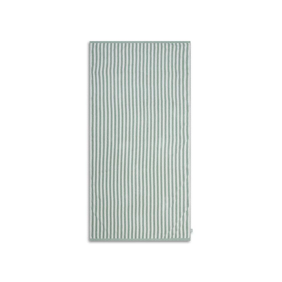 Rayure de villégiature | serviette en coton blanc vert 180 x 90 cm