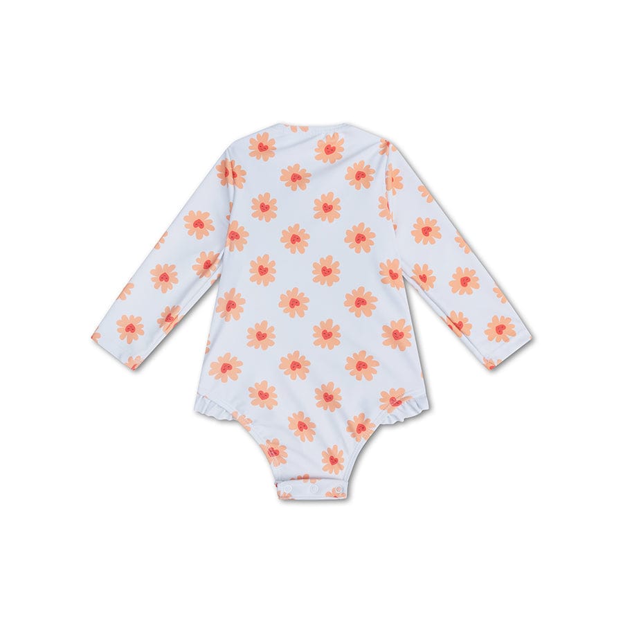 Amour floral | maillot de bain anti-UV fille multicolore à manches longues