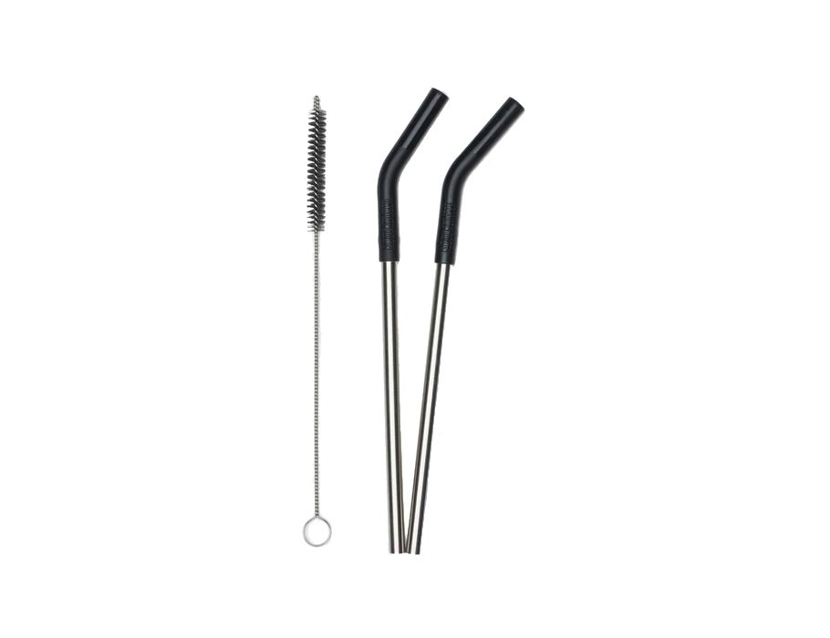 Pailles Klean Kanteen - acier inoxydable - noir - 2 pièces avec brosse