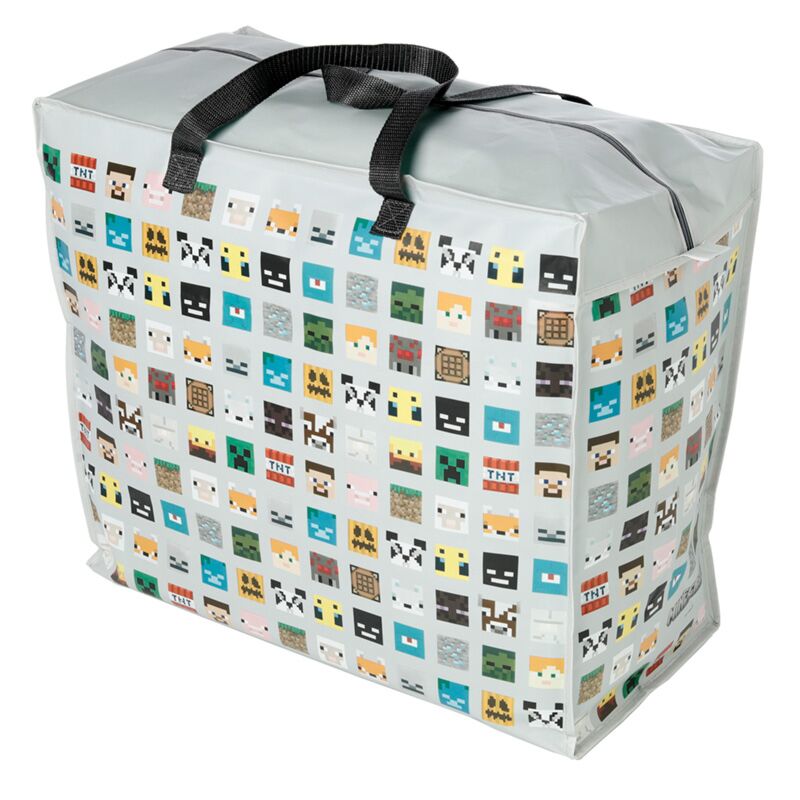 Minecraft faces - sac de rangement pour sac à linge avec fermeture éclair