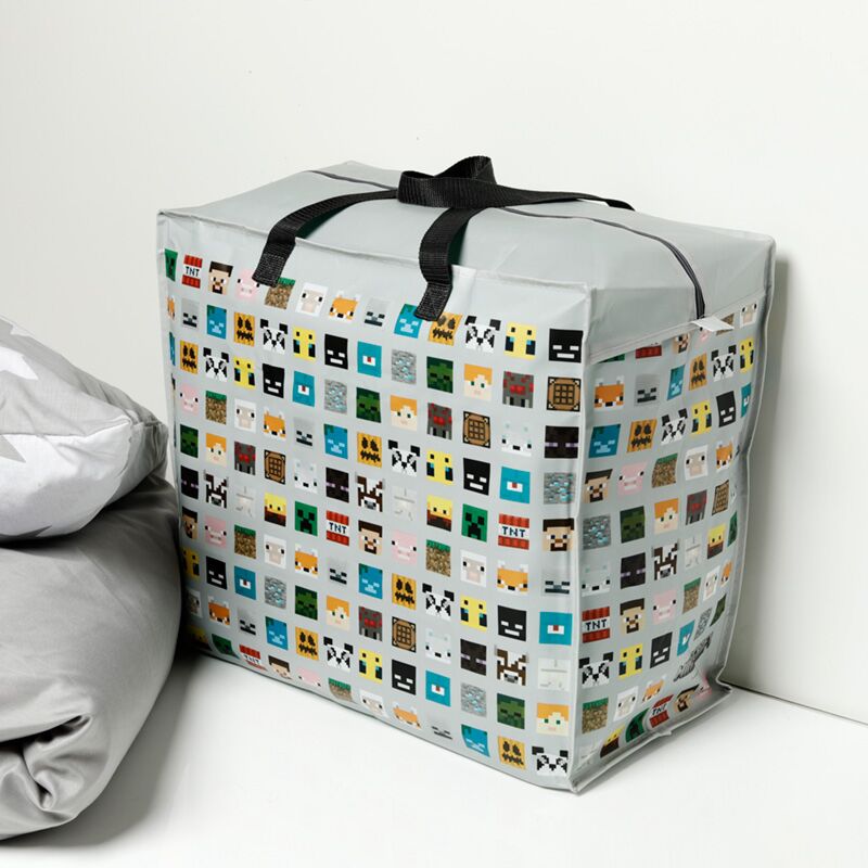 Minecraft faces - sac de rangement pour sac à linge avec fermeture éclair