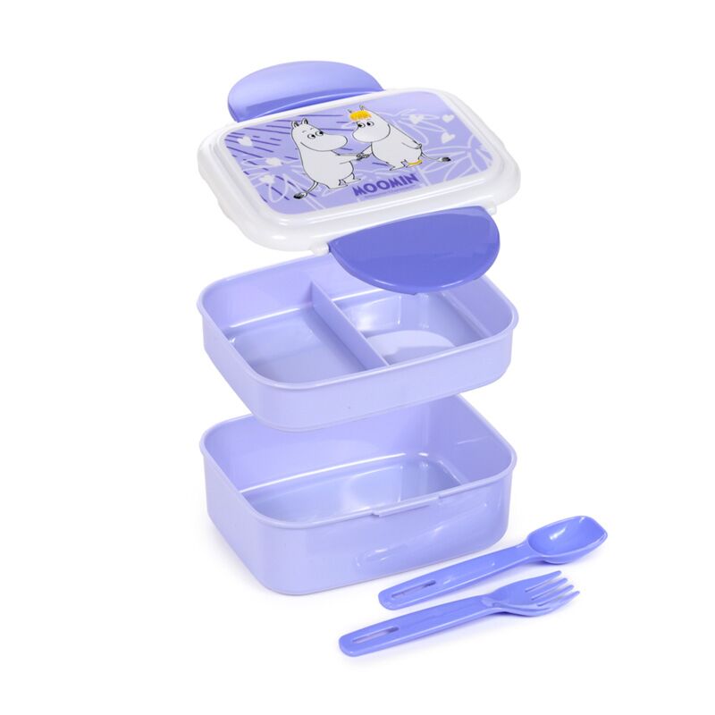 Boîte à lunch bento box Moomin lilas avec couverts