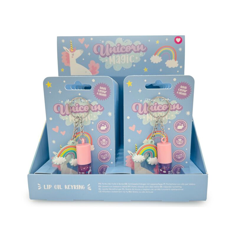 Porte-clés de bâton d'huile de lèvre de bonbon magique de licorne avec le charme