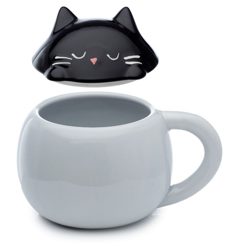 Mug en céramique forme couvercle chat fin félin