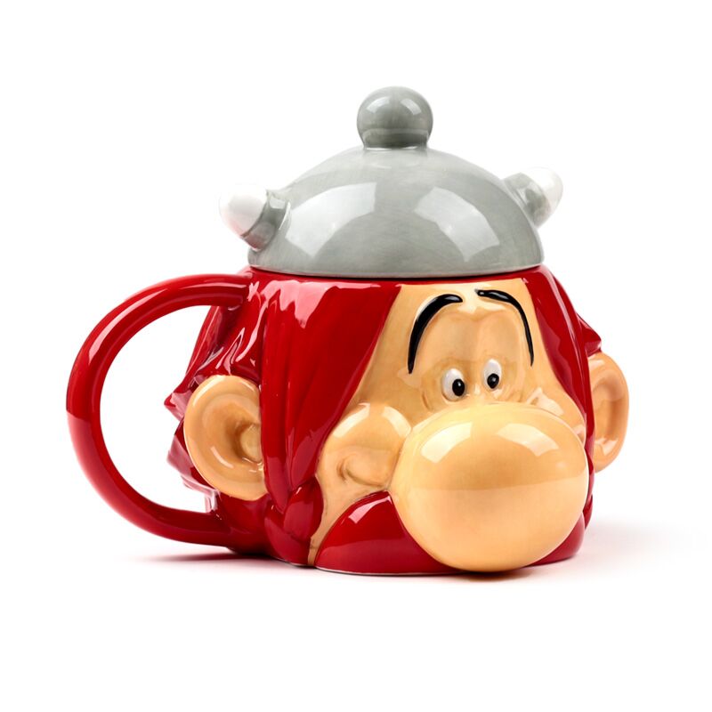Mug en céramique en forme d'Obélix avec couvercle