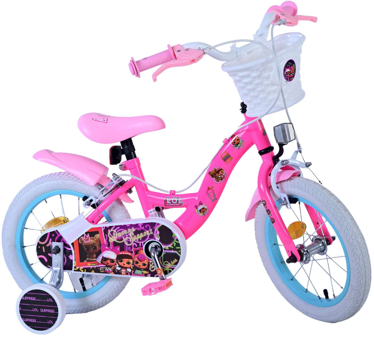 Vélo pour enfants poupées Volare - filles - 14 pouces - rose - deux freins à main