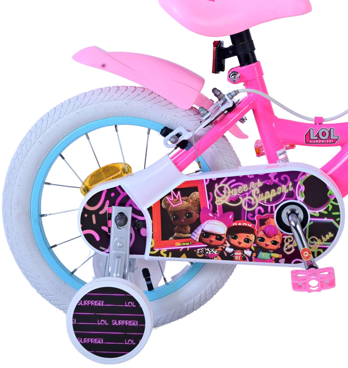 Vélo pour enfants poupées Volare - filles - 14 pouces - rose - deux freins à main