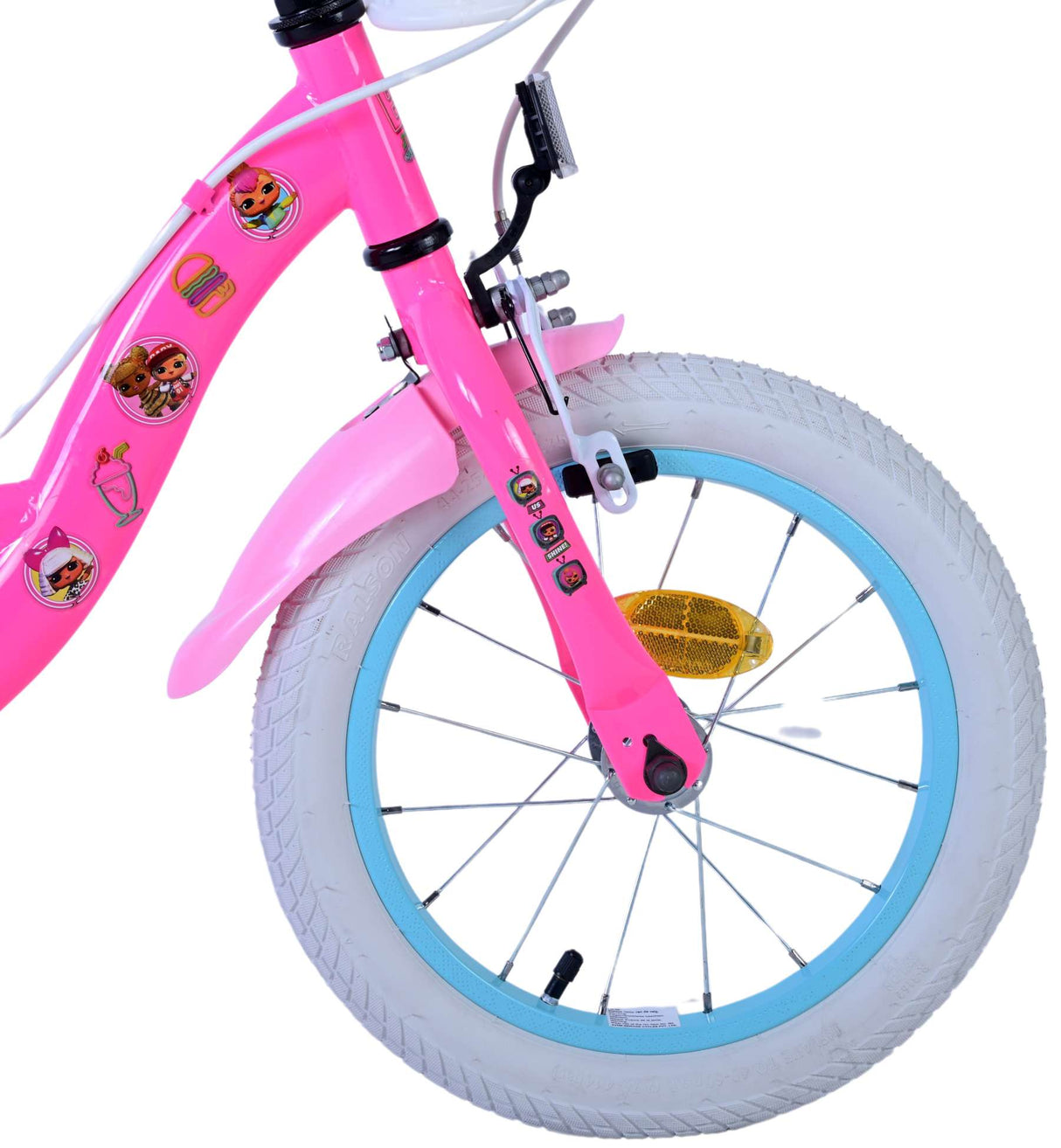 Vélo pour enfants poupées Volare - filles - 14 pouces - rose - deux freins à main