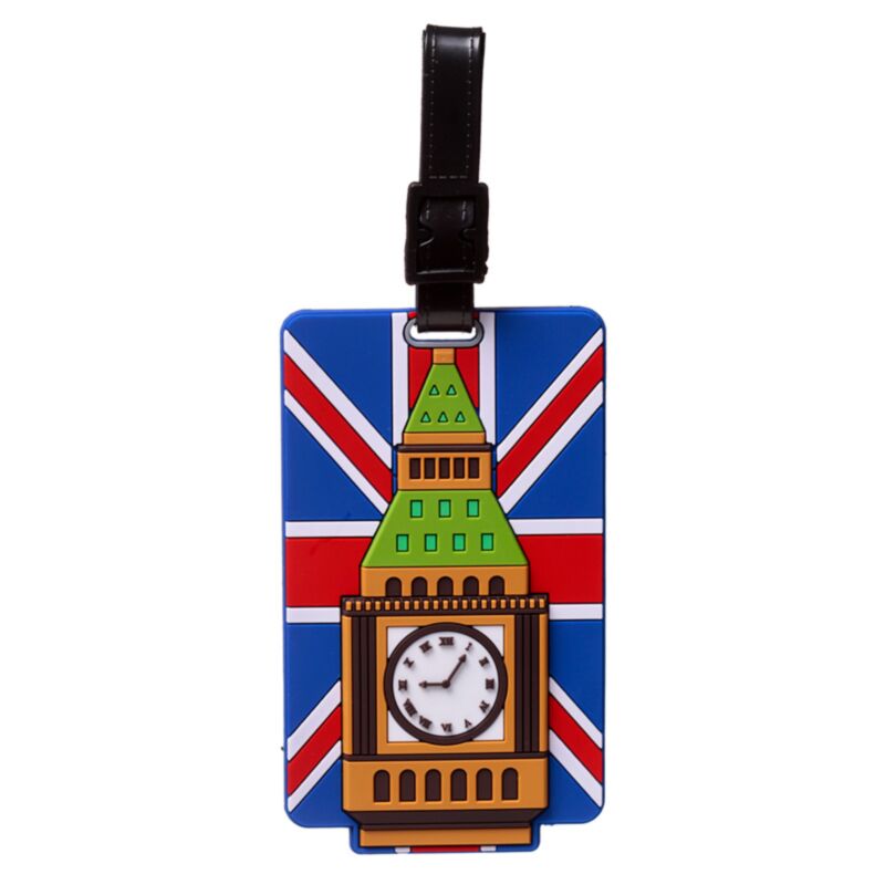 Étiquette de valise en PVC, drapeau britannique de Londres, big ben