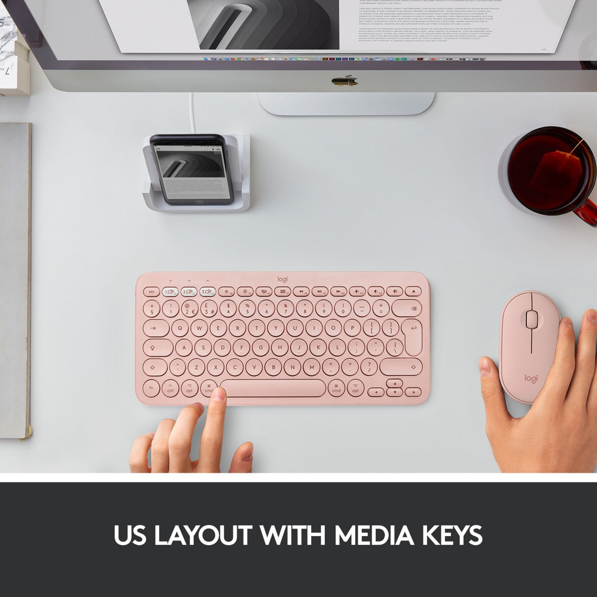 Logitech K380 pour le clavier Bluetooth MAC multi-appareils Roz