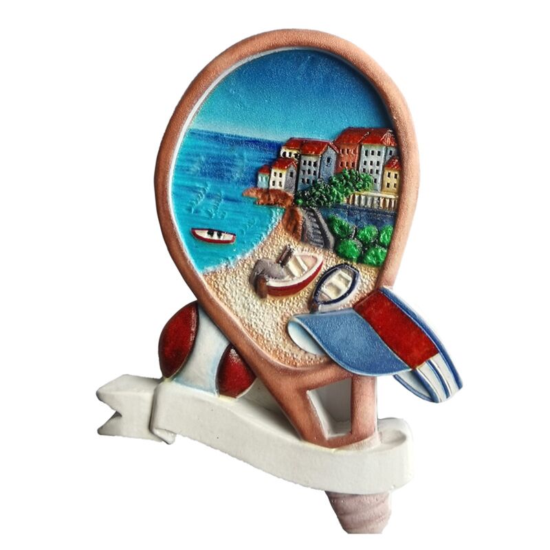 Aimant souvenir de plage en forme de raquette de tennis