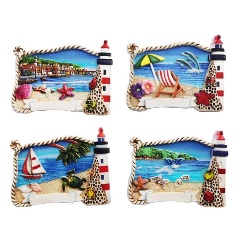 Aimant souvenir de plage de mer 3d phare de plage