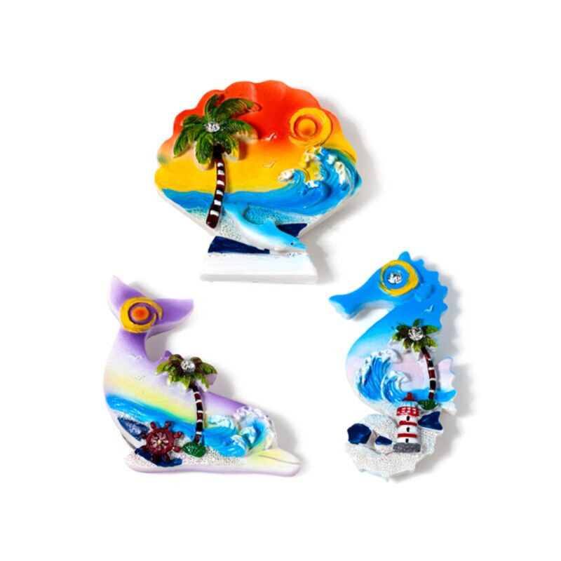 Sea beach souvenir magnet seahorse shells dolphin