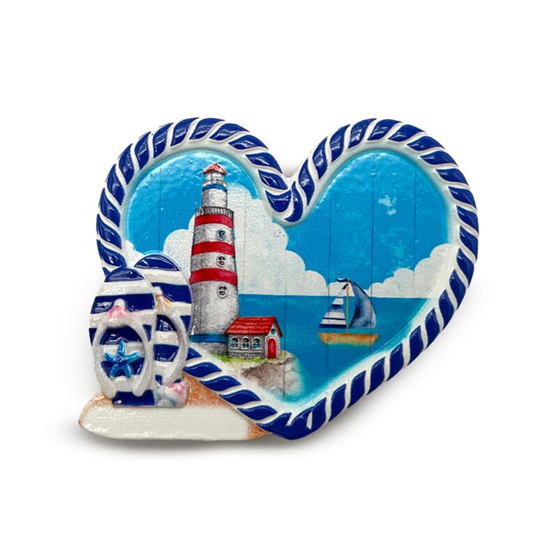 Aimant de mer de plage en forme de cœur, bateau phare