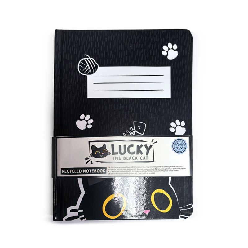 Lucky le chat noir carnet a5 recyclé