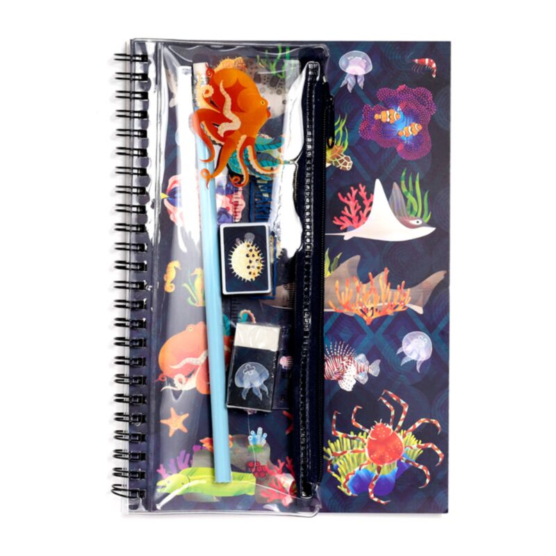 Ensemble d'écriture 6 pièces pour carnet à anneaux Marine Kingdom