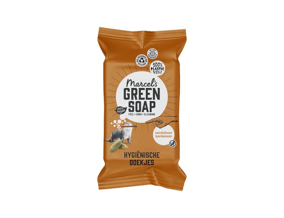 Les lingettes de nettoyage de savon vert Marcel