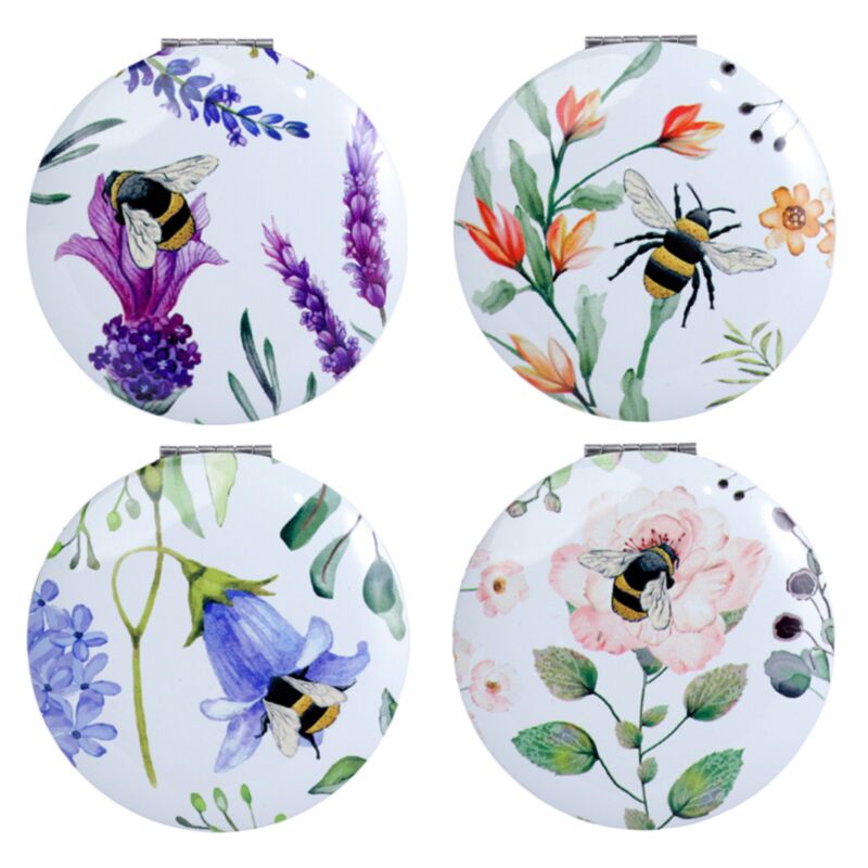 Prairies de nectar près d’un miroir de maquillage compact