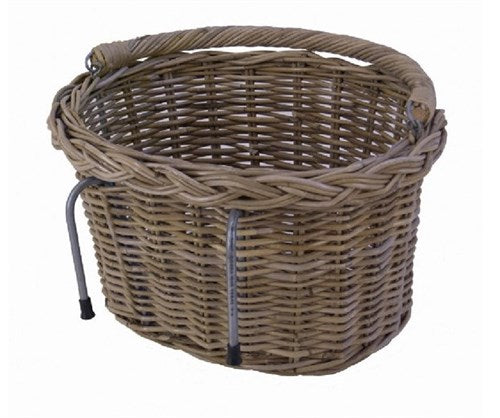 Panier de guidon en osier Basil Pit rond moyen plat gris