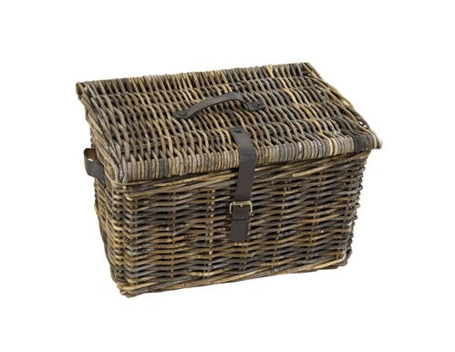 Dr panier v-ager en osier l marron avec couvercle 43x33x23