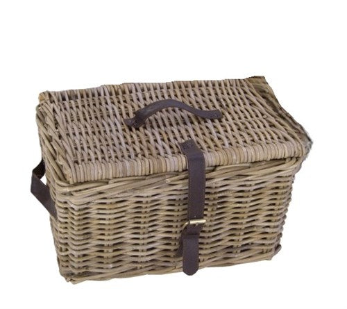 Dr panier v-ager en osier l gris avec couvercle 43x33x23