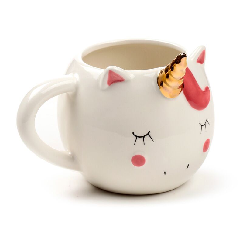 Mug blanc en forme de licorne arc-en-ciel enchanté