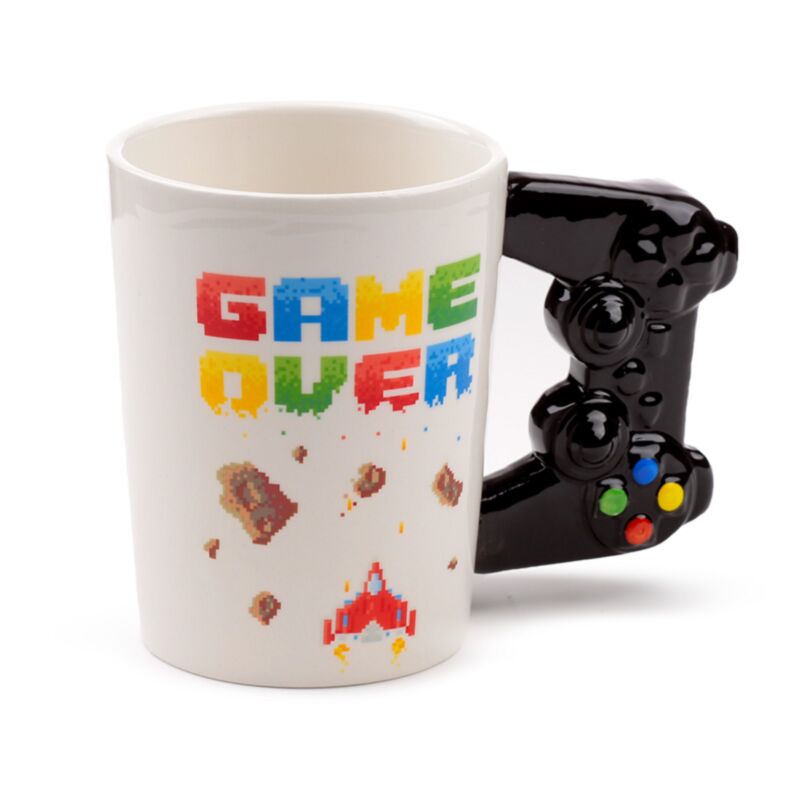 Tasse en céramique à anse en forme de game over