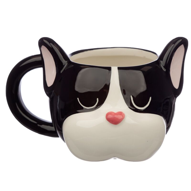 Mug en céramique en forme de bouledogue français