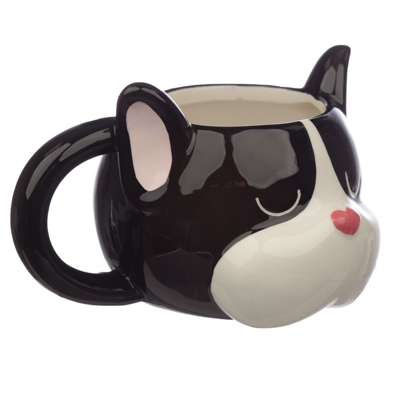 Mug en céramique en forme de bouledogue français