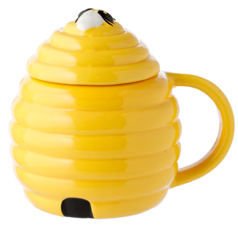 Mug en céramique en forme de ruche avec couvercle