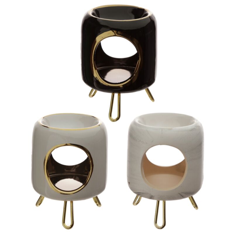 Brûleur de parfum rond Eden socle doré