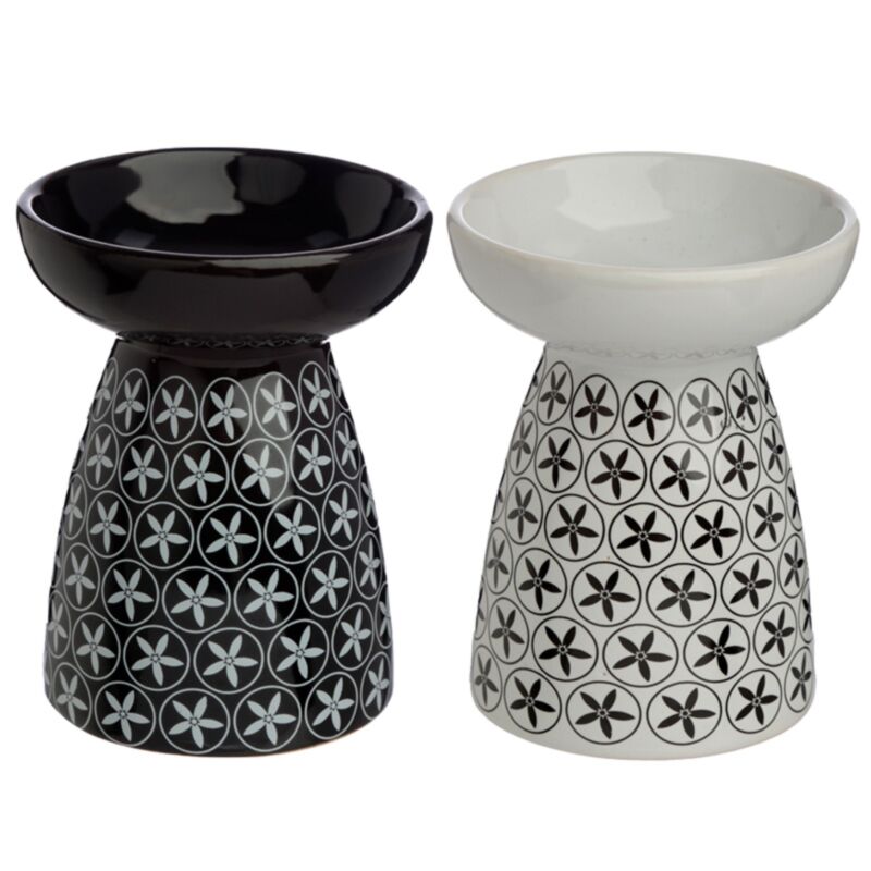 Brûle-parfum à huile et cire en céramique à motif floral